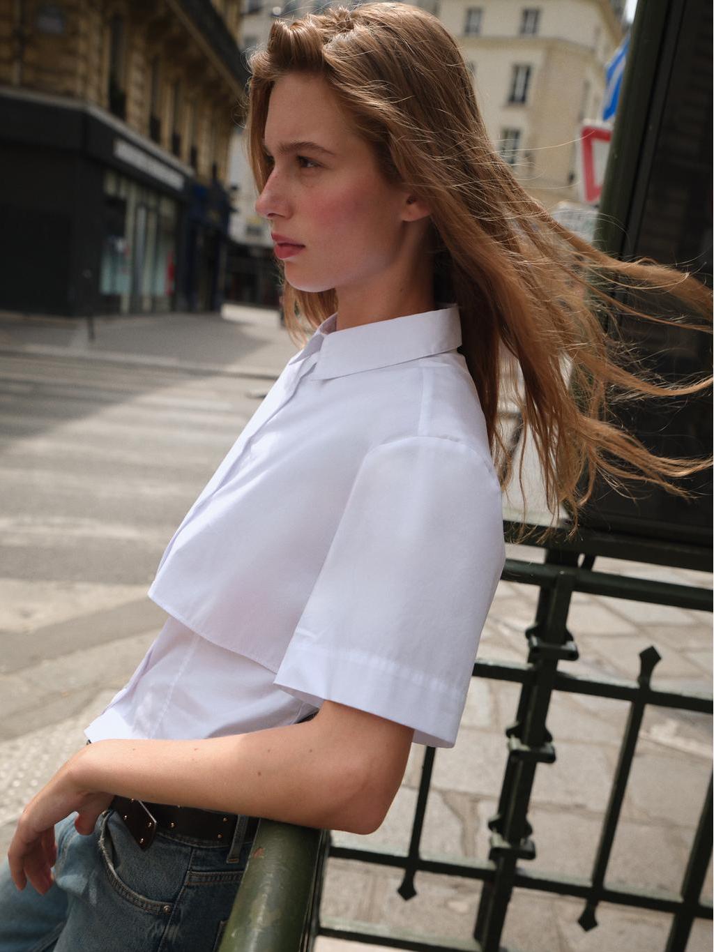 Chic Layered Cropped White Shirt