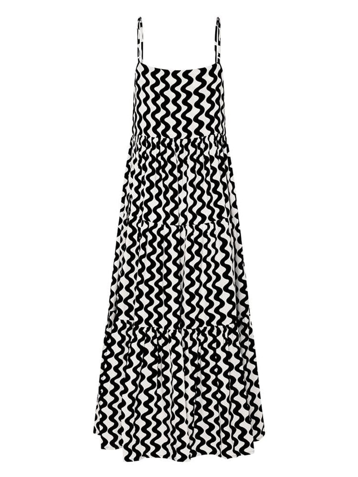 Sukienka maxi z rozcięciem i kwadratowym dekoltem