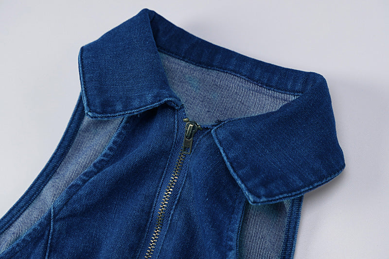 Denim Lapels Jumpsuit