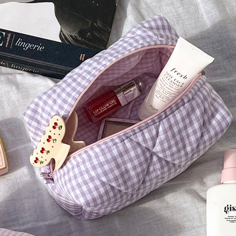 Roze pastel met kersen handgemaakte make-up tas