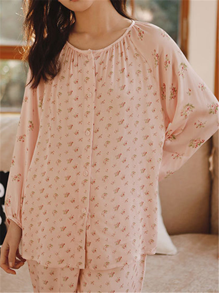 Loose-Fit Satin Printed Sleepwear