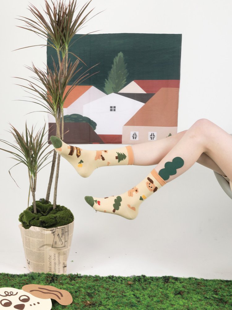 Βαμβακερές κάλτσες με μοτίβο με χαριτωμένα καρτούν