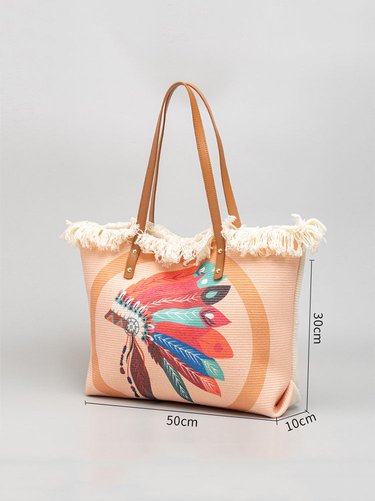 फैशनेबल मुद्रित कैनवास शोल्डर बैग