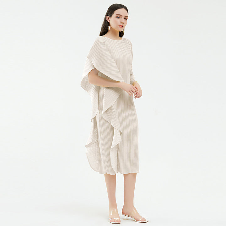 Robe patchwork asymétrique haut de gamme de couleur unie pour femme