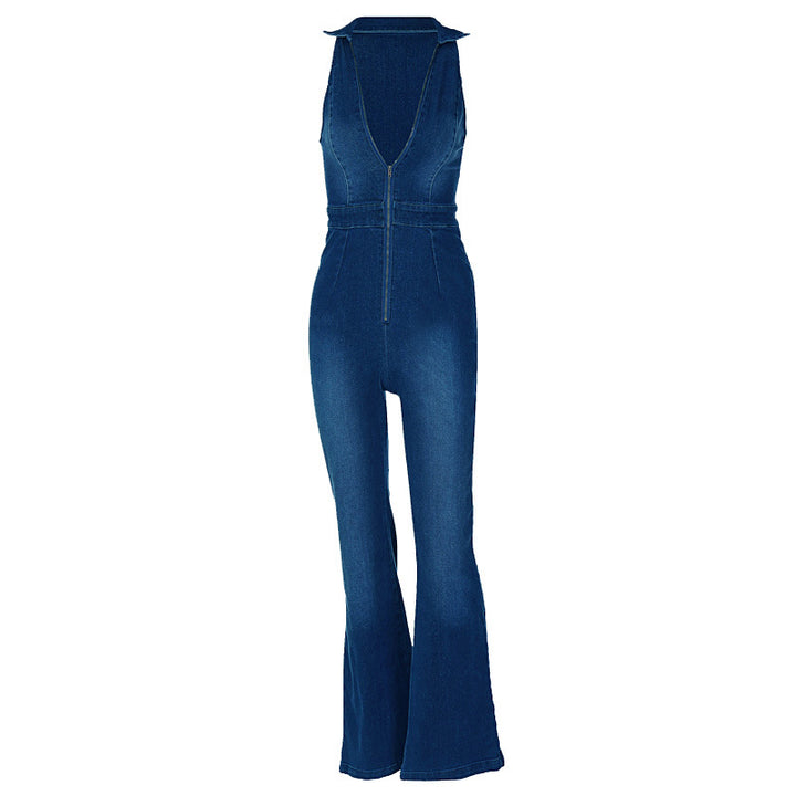 Denim revers jumpsuit