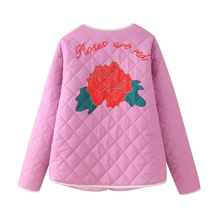 Rose Print Rosett Rosa Tunn Jacka