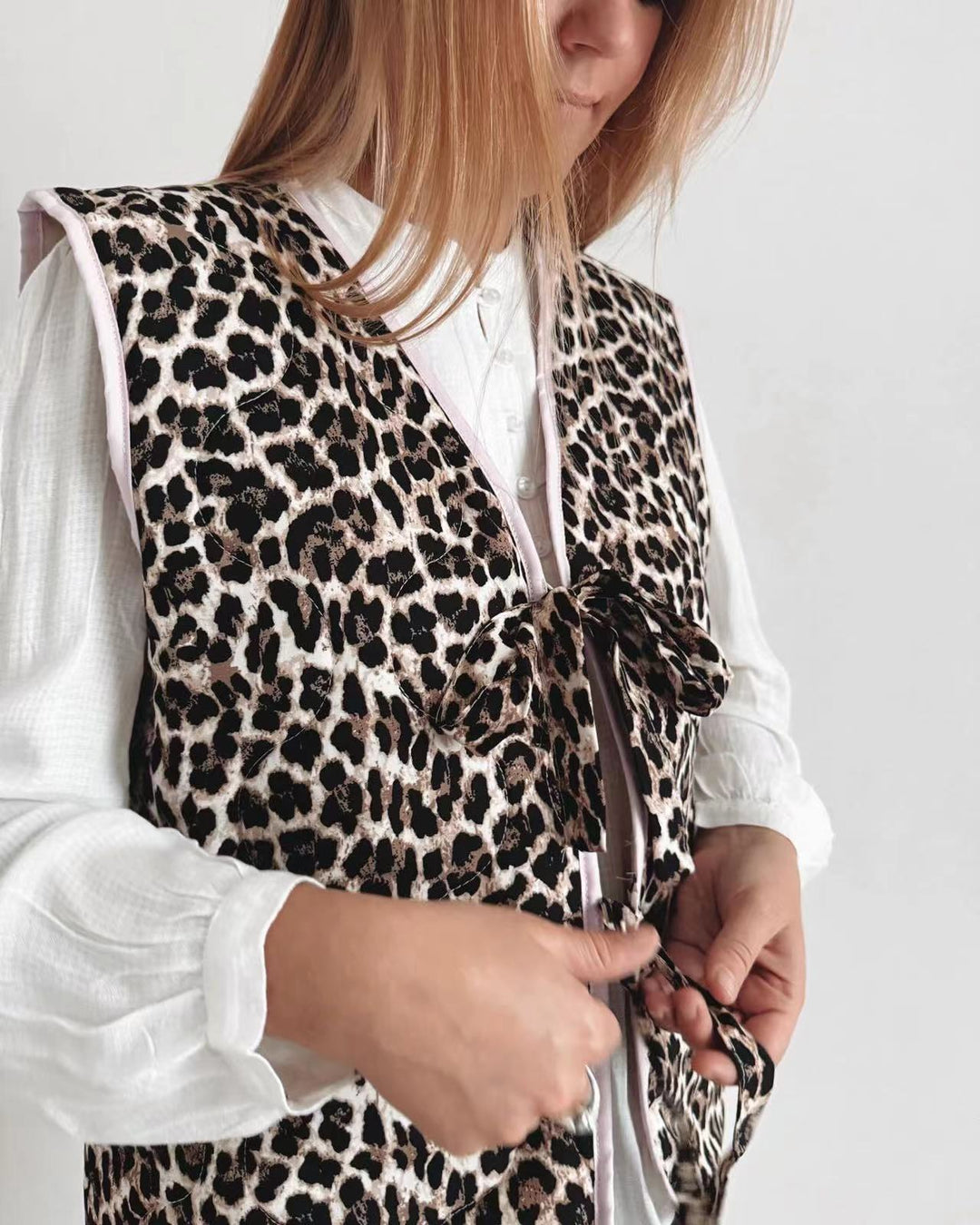 Leopard Print And Bow Waistcoat