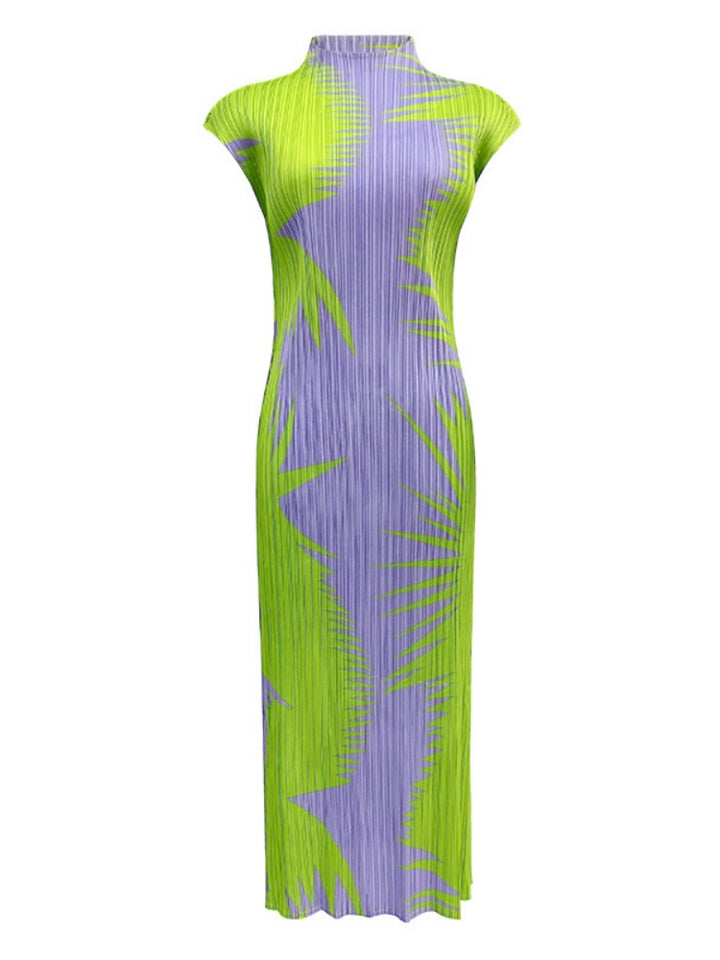 Geplooide mouwloze slim-fit jurk met coltrui