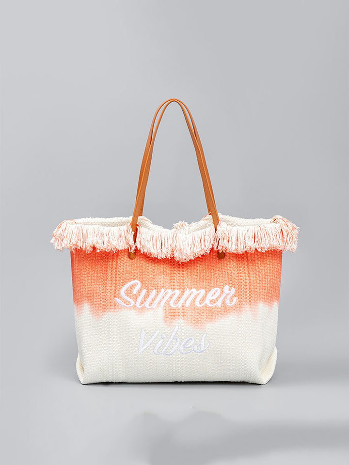 Two-Tone Embroidered Tote Bag