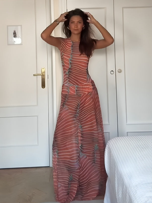 Ripple Glow Mesh Bodysuit Skirt Set