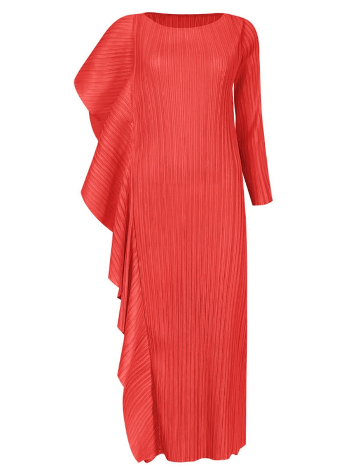 Wysokiej klasy asymetryczna, patchworkowa sukienka damska w jednolitym kolorze