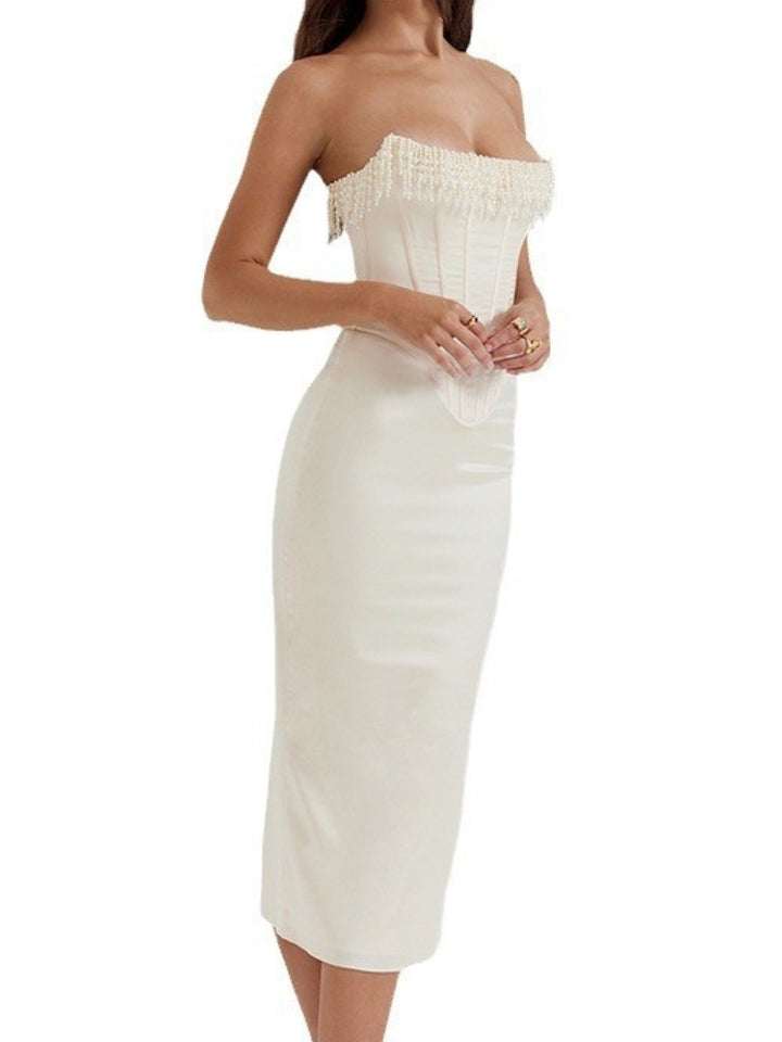 Pearl - Embellished Slit Gown