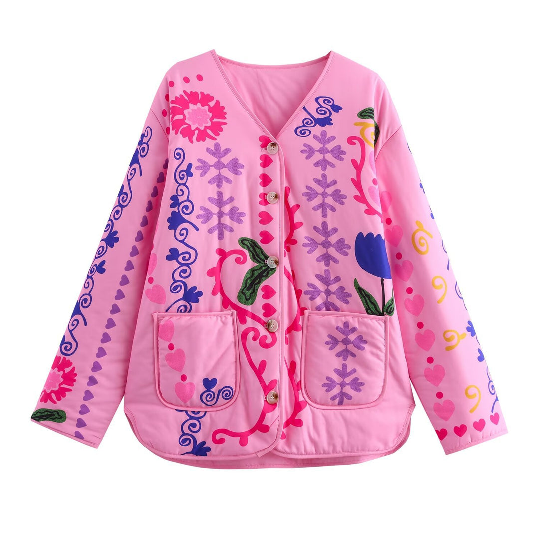 Cute Graffiti Style Print Manipis na Jacket