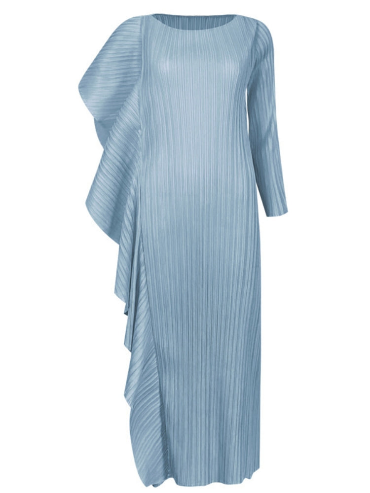 Wysokiej klasy asymetryczna, patchworkowa sukienka damska w jednolitym kolorze