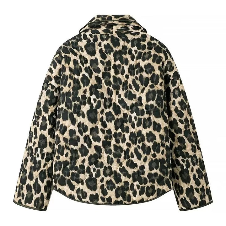 Leopard print quiltet jakke