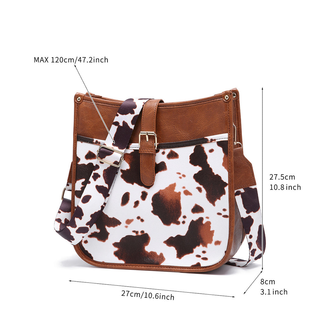 Bolsa Crossbody com estampa de vaca marrom estilo cowboy ocidental