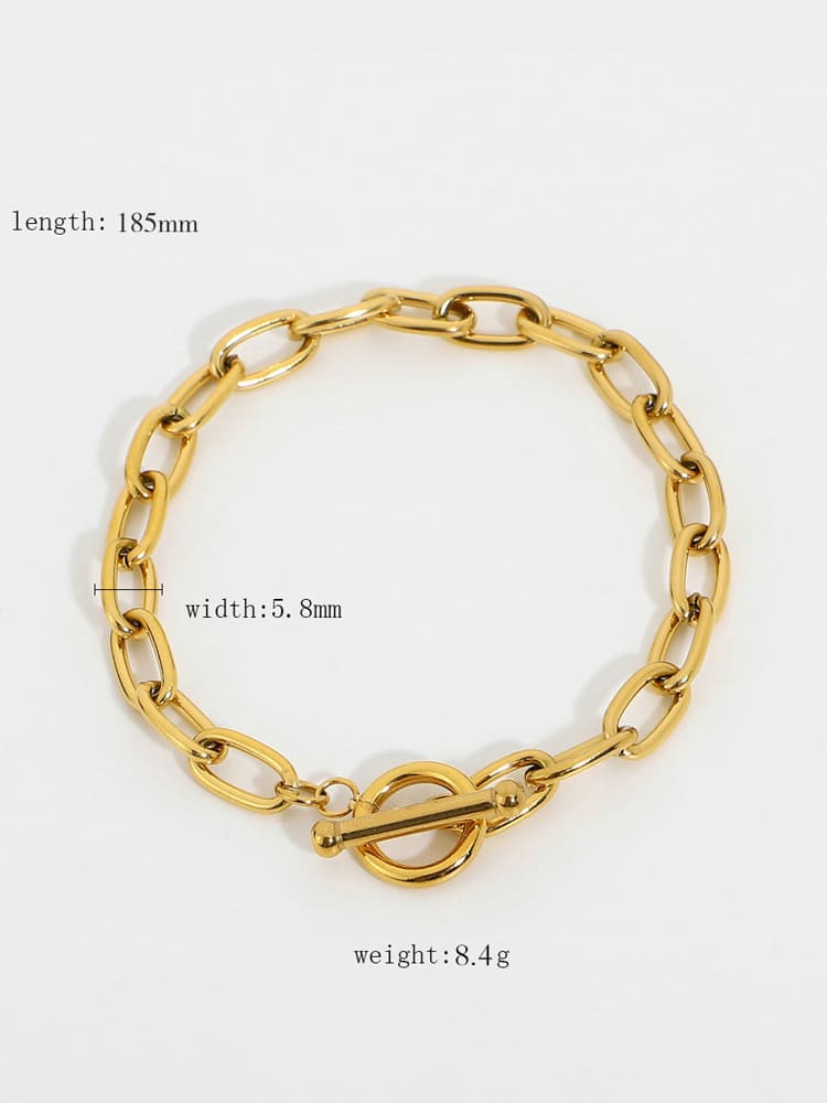 Rectangular Link T-Bar Bracelet - Ginto