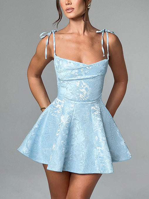 Jacquard textuur jarretel afslankende A-zoom mini-jurk