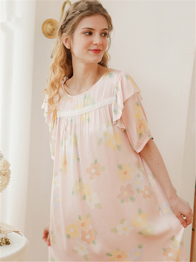 Summer Satin Willow Leaf Nightgown