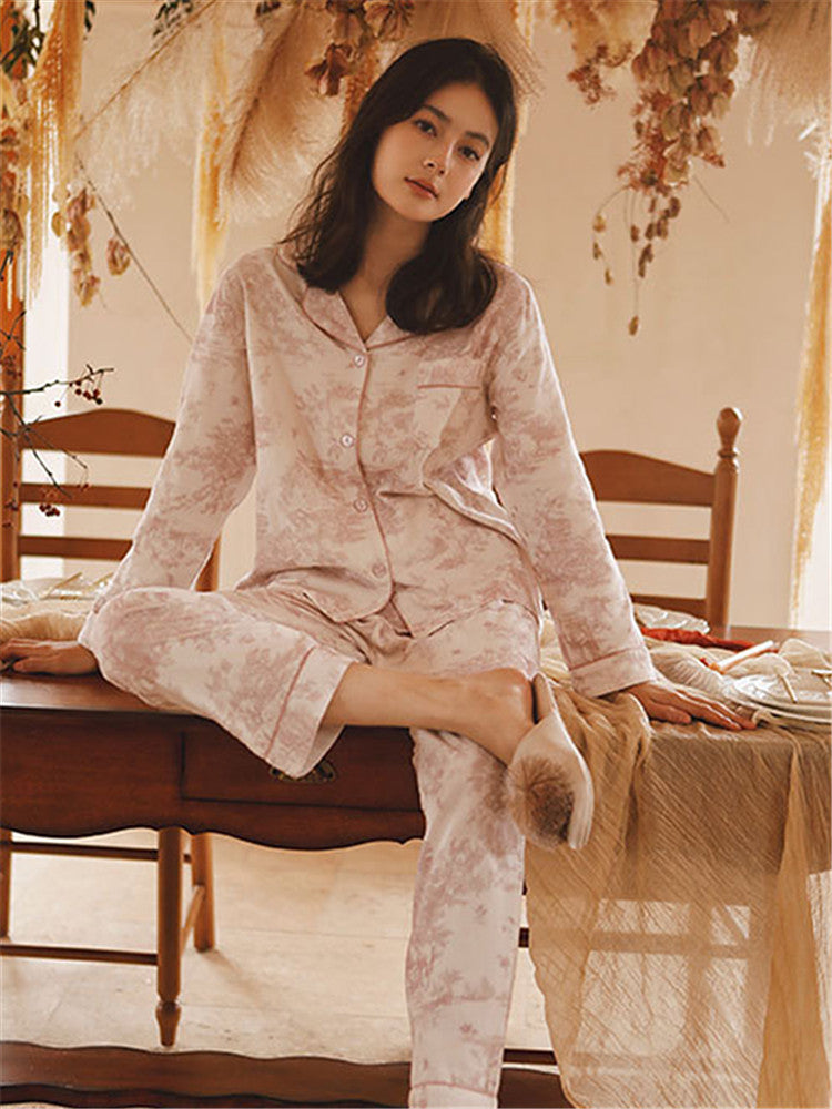 Conjunto de pijama de algodón estampado morado