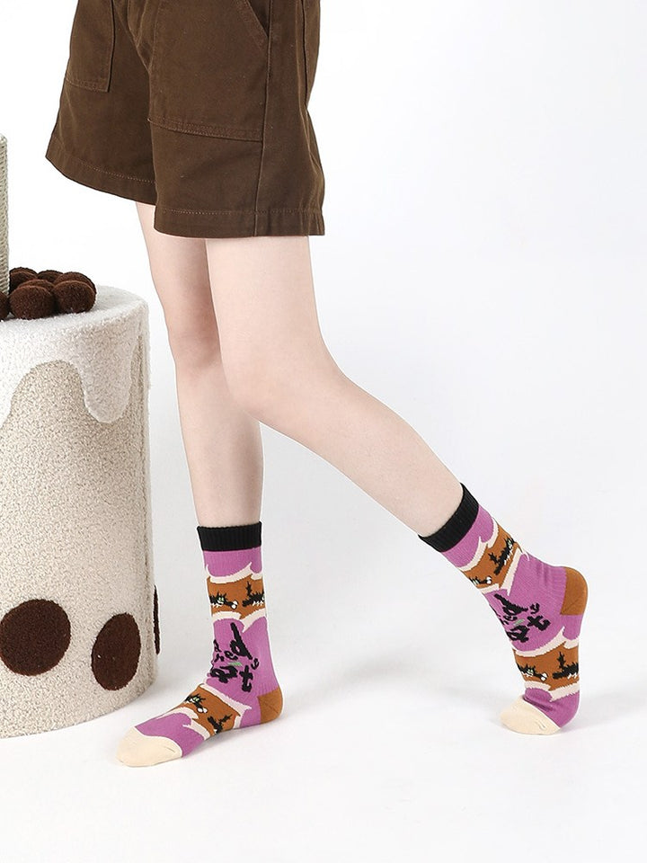 Rozkošné kreslené bavlněné ponožky-Fluffy Cat