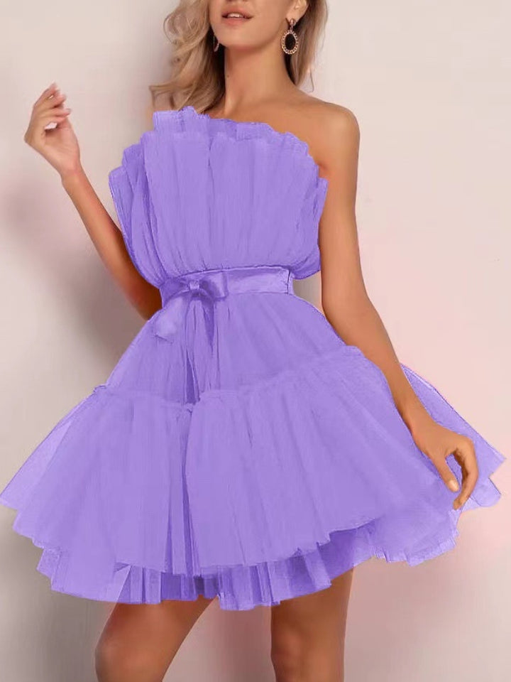 Abito in tulle con fiocco in rete