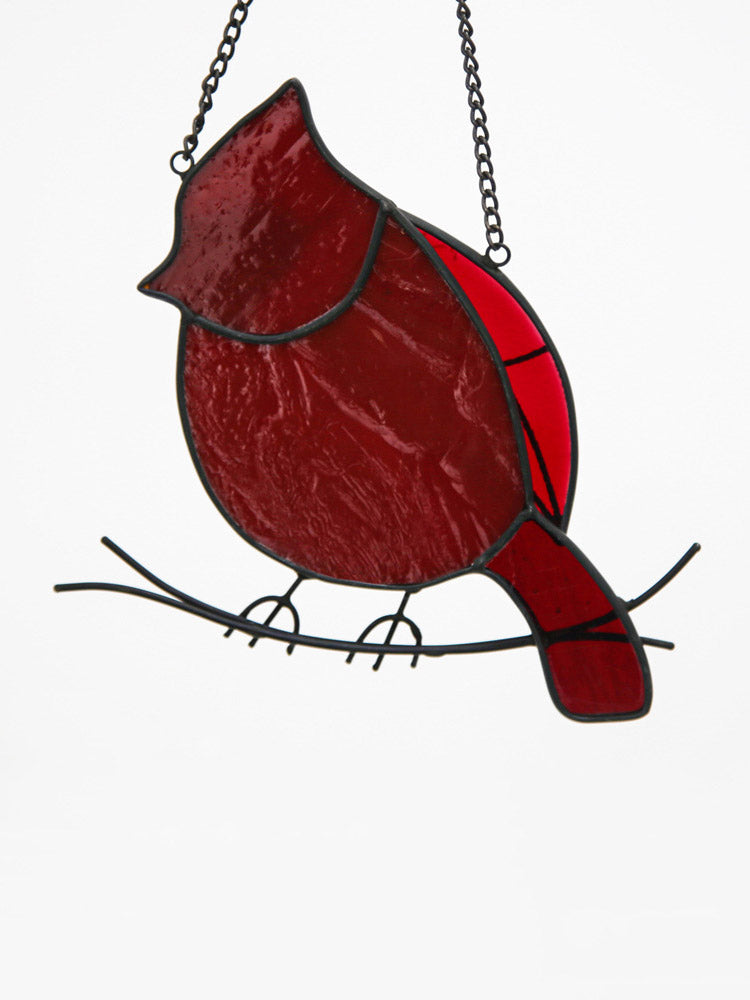 Decorație suspendată de pasăre roșie cu pene
