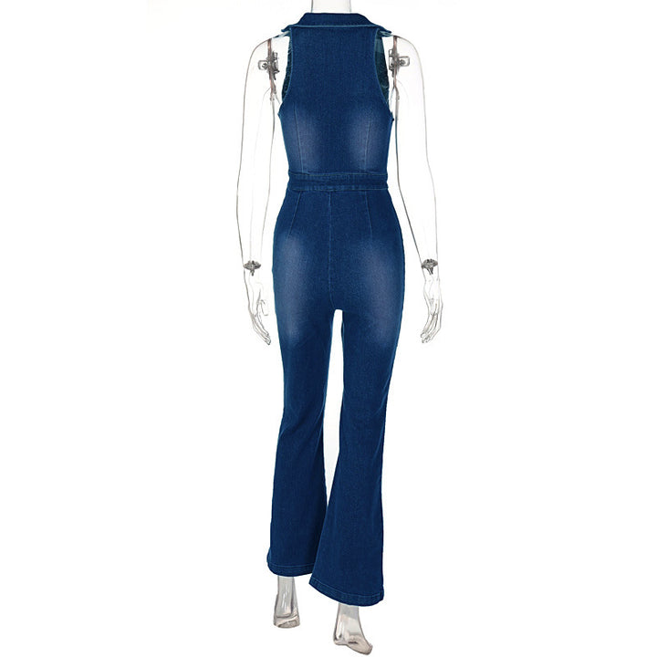 Denim revers jumpsuit