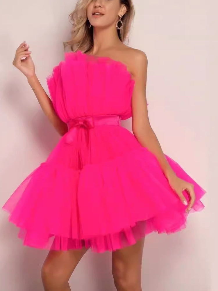 Mesh Bow Tulle Dress