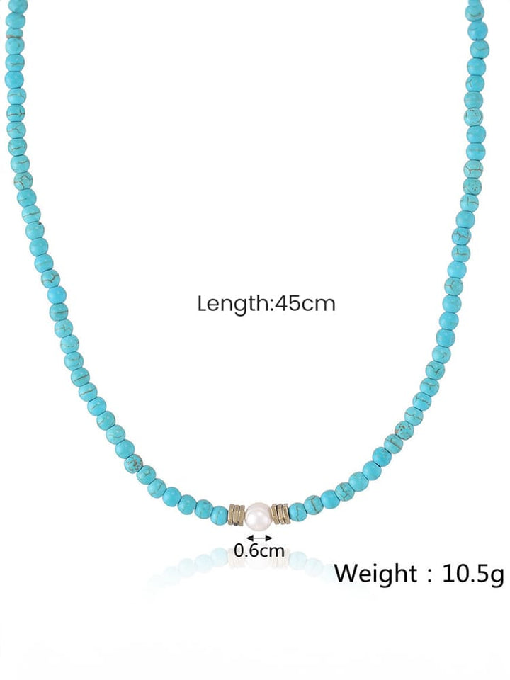 Tyrkysový a perlový náhrdelník