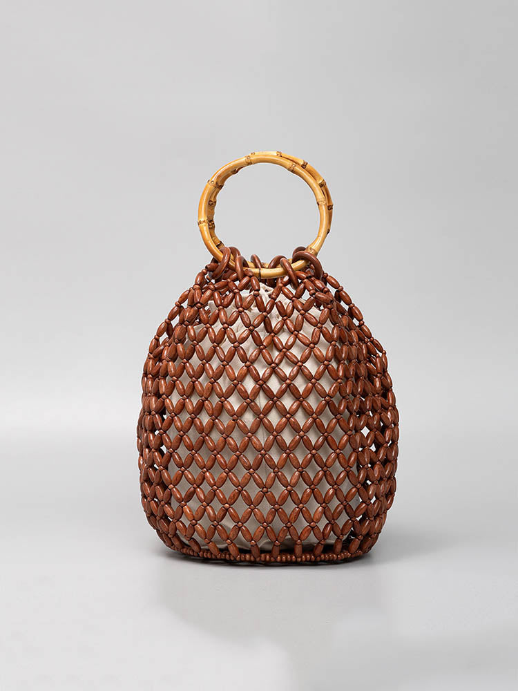 Handcrafted Wooden Bead Barrel Bag