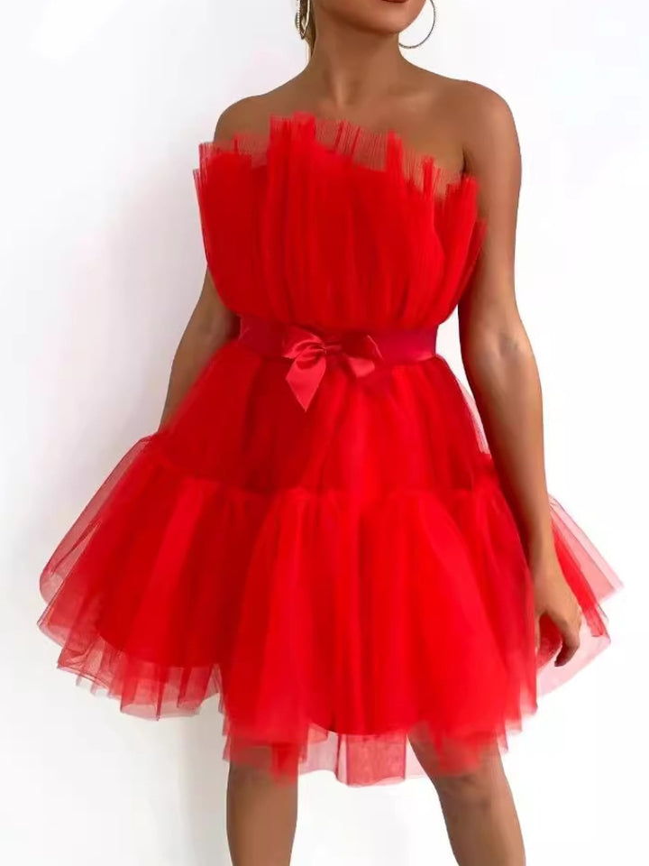 Mesh Bow Tulle Dress