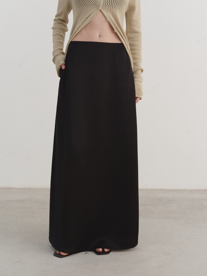 ठोस रंग कोरियाई शैली आरामदायक ए-लाइन स्कर्ट
