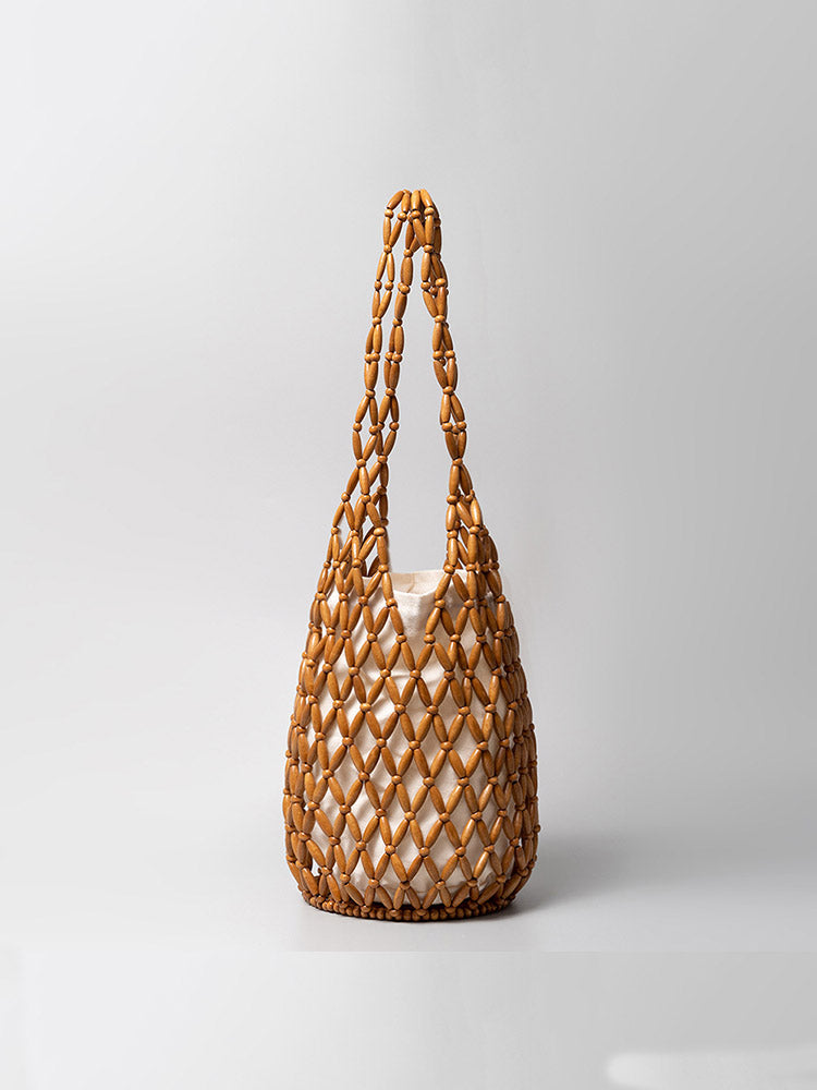 Wooden Bead Bucket Bag