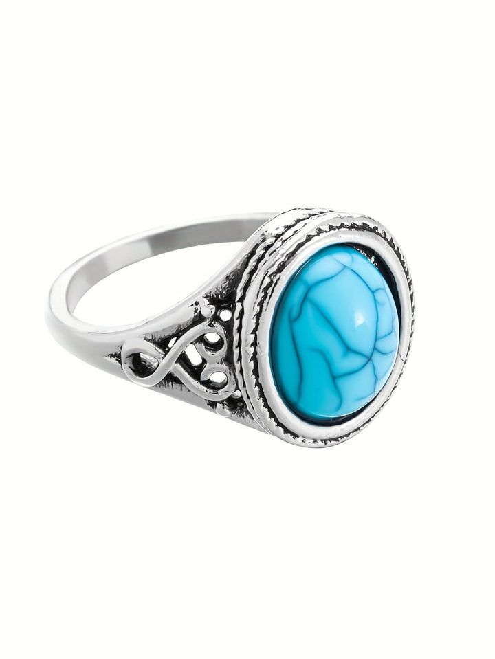 Sterling Silver Ring with Exquisite Blue Stone