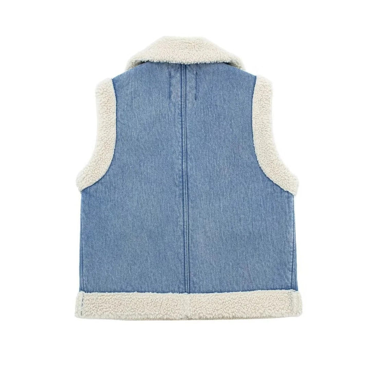 Gilet in finta lana denim