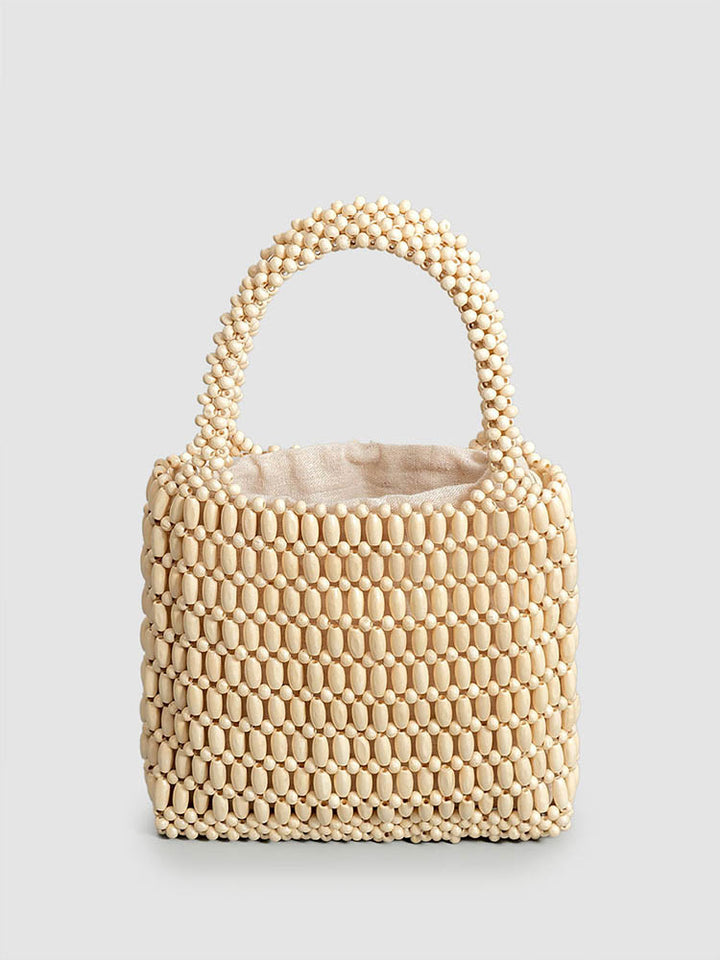 Handwoven Wooden Bead  Square Bag