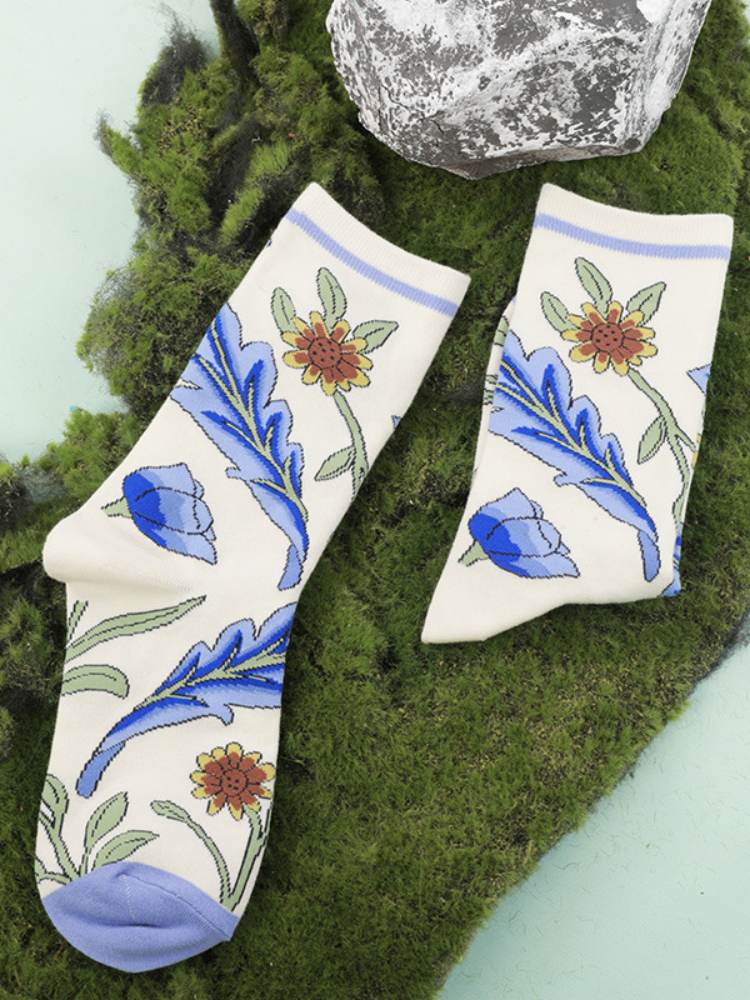 Floral Pattern Cotton Socks