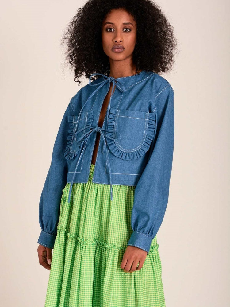 Tie Back Denim Outerwear