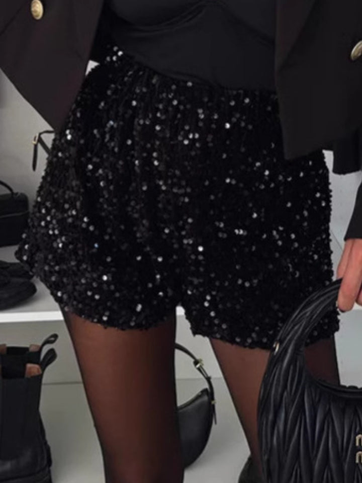 Glitzernde Shorts mit mittelhohem Bund