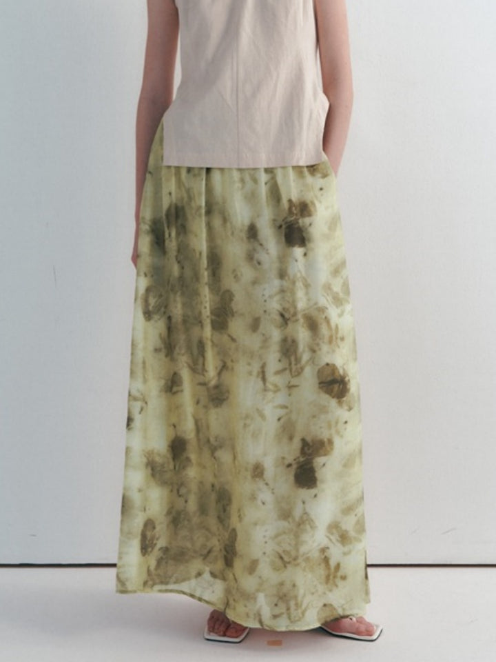Vintage romantisk blomstret midi-nederdel med høj talje
