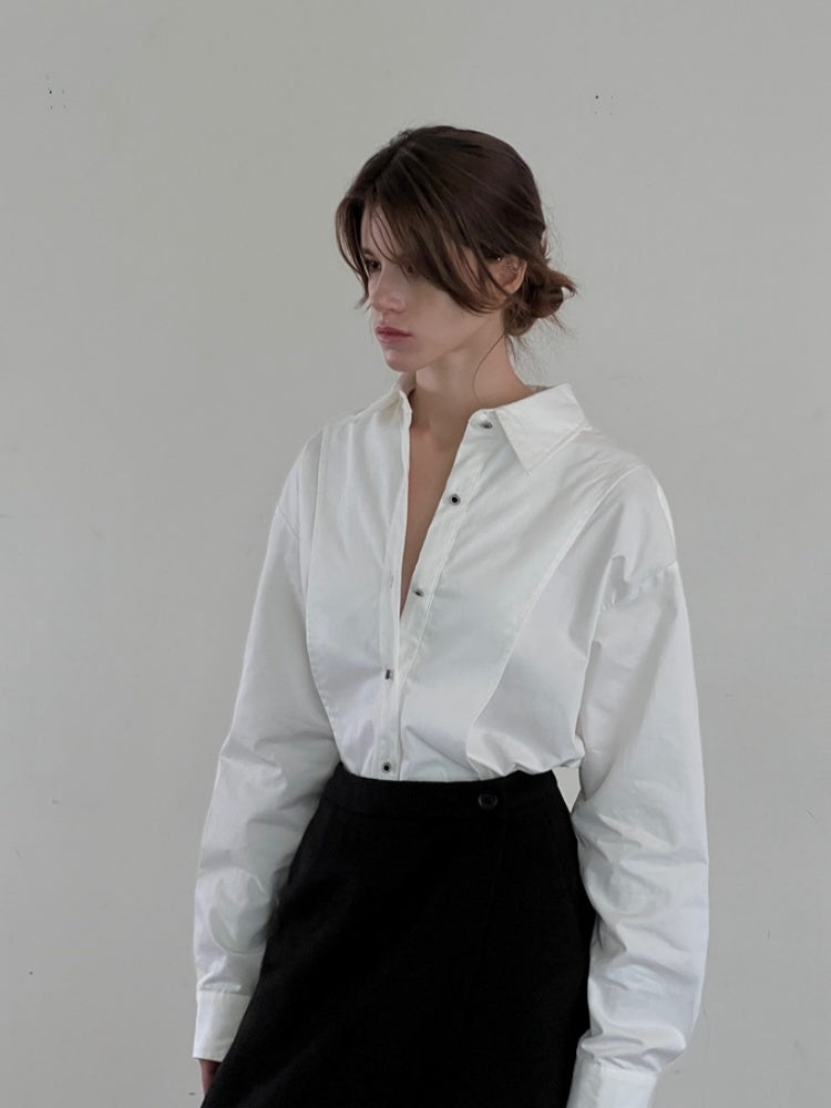 Fransk-inspireret bomulds cardiganskjorte