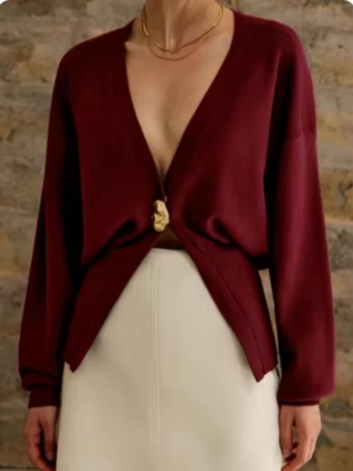 Cardigan boutonné à col en V