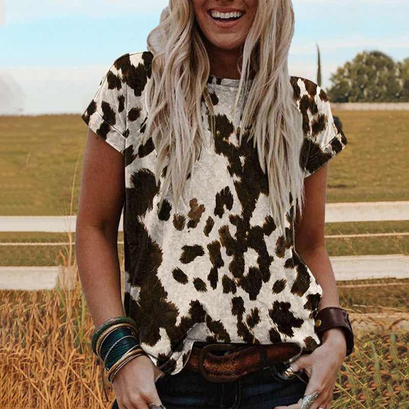 Vintage Western Cow-Print T-shirt