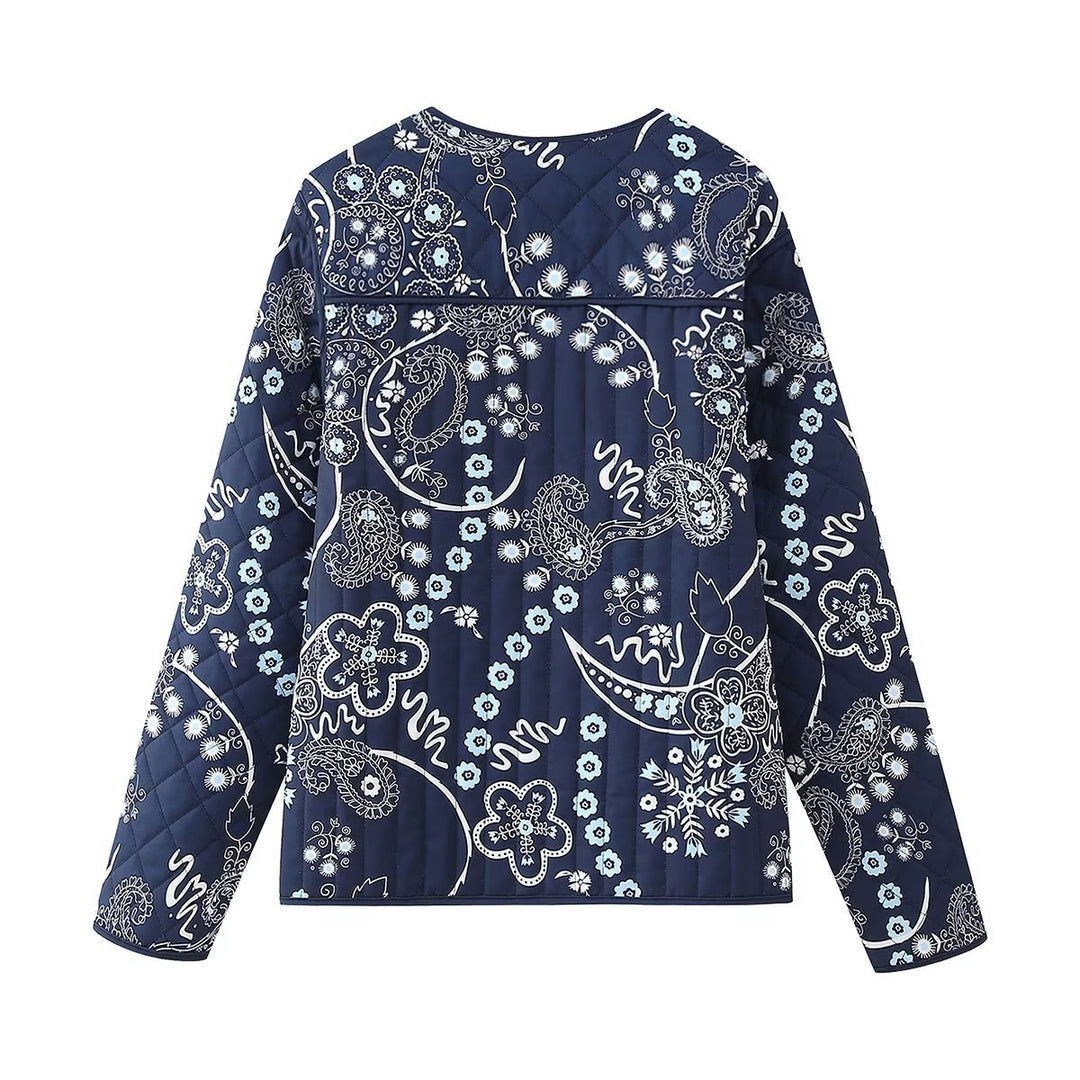 Ethnic Floral Print Quilted Jacket