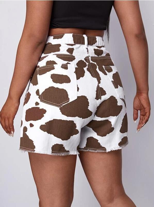 Cowboy-stijl bruine koeienprint shorts