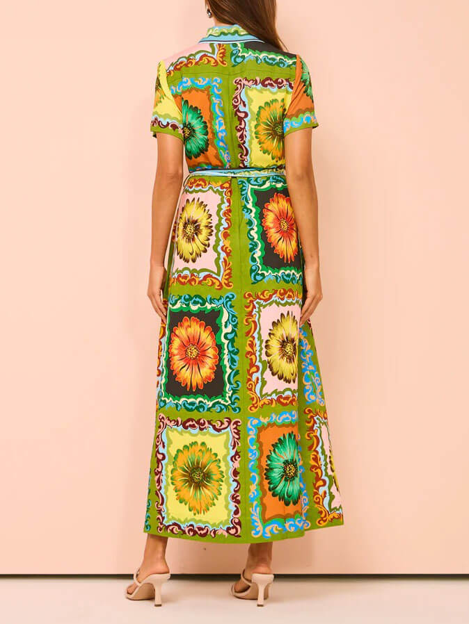 विशेष सूरजमुखी प्रिंट मैक्सी ड्रेस