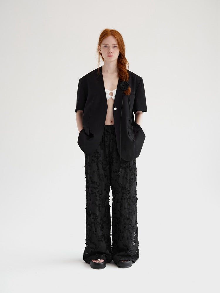 Hollow Lace Casual Long Pants