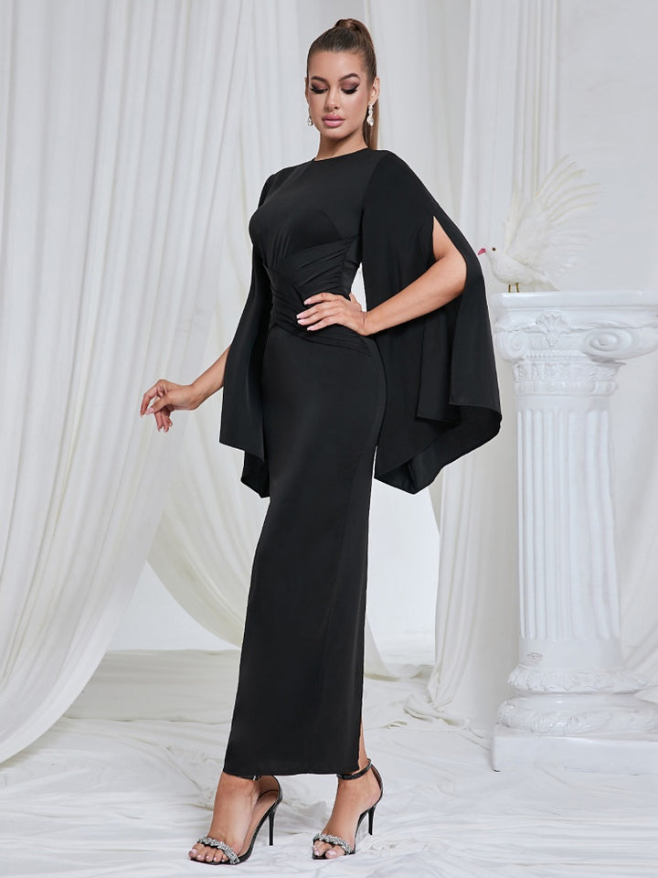 Round Neck Long Sleeve Evening Dress