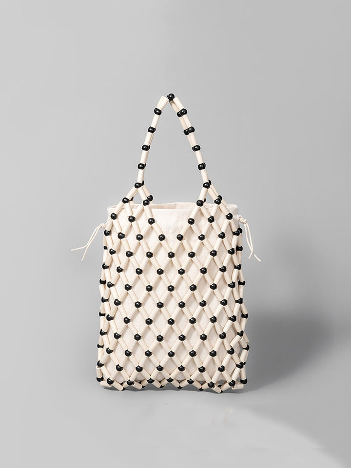 Ξύλινη τσάντα υφασμένης χάντρας με κούφια εξώφυλλο